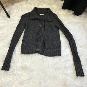 American Eagle Outfitters Gray Cardigan Sweater Button-Down Shirt Womens Small